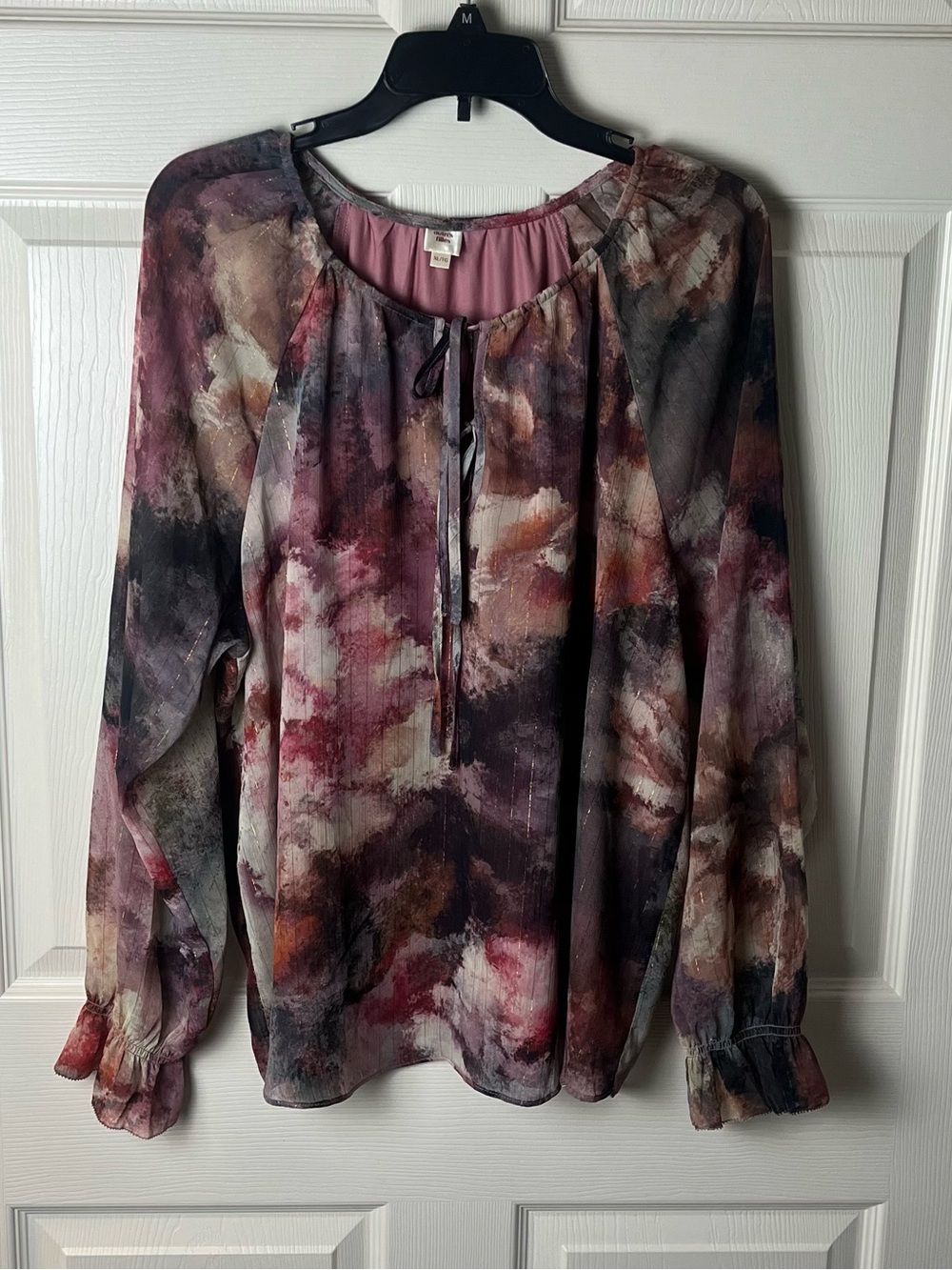 Women's Long-Sleeve Tie-Neck Blouse